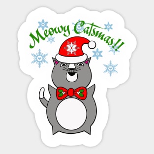 Funny Christmas Cat Meowy Catsmouse Sticker